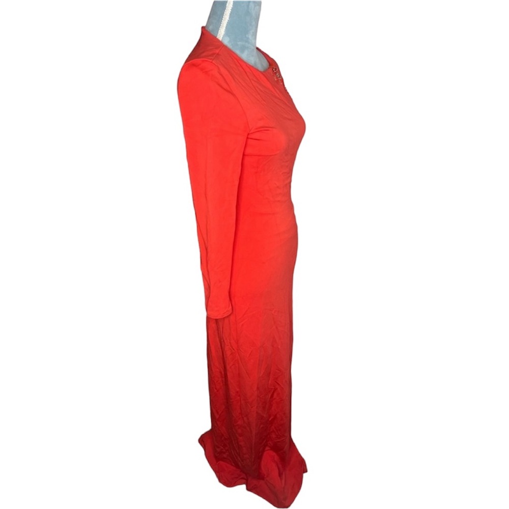 Emilio Pucci Side Chain Link Maxi Dress in Coral Viscose - Picture 8 of 8